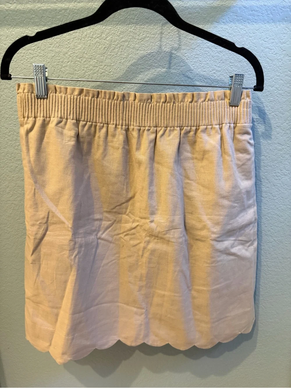 NWT j.crew Linen tan lined scalloped hem skirt size 10